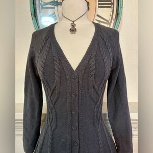 Style & Co. Gray Cable Knit Flared Sweater